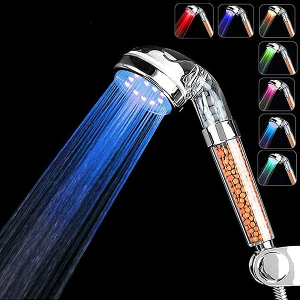 LED Shower Head Water Filter Anion